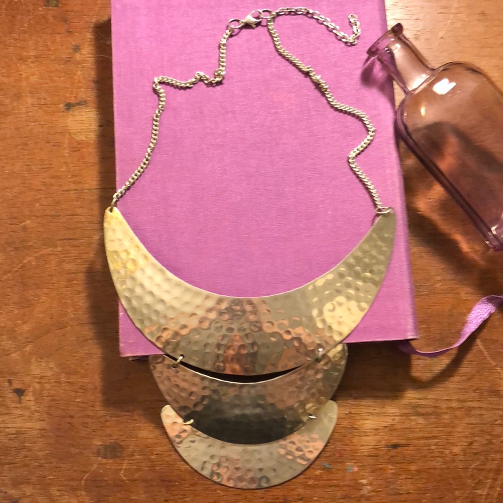 Statement silver bib necklace